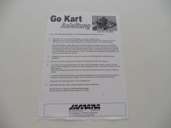 Jamara Go Kart Instructions